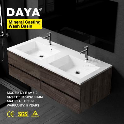 China Poly Resin Easy Clean French Stone Double Basin Sink Toilet Sink Marble Wash Basin for sale