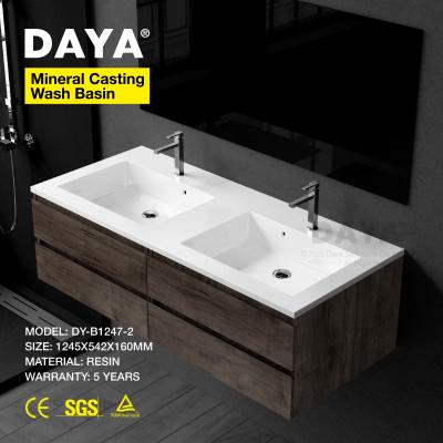 China High Quality Easy Clean Bathroom Basin Wash Sink Rectangle Shape Glossy Marble Ceramic Wash Basin for sale