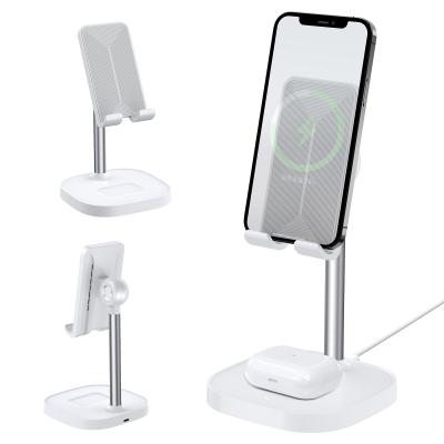 China 2021 Tablet Factory Wholesale 15W Wireless Charging Desktop Stand 2 in 1 Wireless Charging Stand for sale