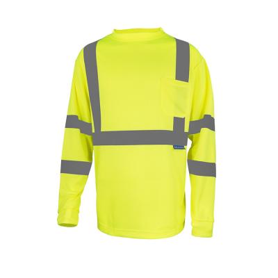 China Wholesale Fluorescent Orange Soft Long Sleeve Top Safety Reflective T-Shirt for sale