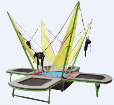 China Outdoor bungee jump on trailer, 4 in 1 bungee trampoline for sale 6*6*3.5m for sale