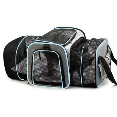 China Outdoor Breathable Expandable Portable Pet Stored Cat Dog Travel Carrier Bag for sale