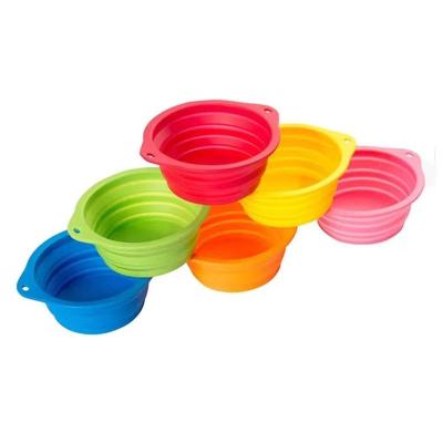 China Wholesale Portable Colorful Pet Bowl Collapsible Strip Frame Pet Travel Eating Bowl for sale