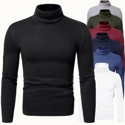 China Anti-wrinkle Fashion Men's Casual Slim Fit Basic Turtleneck Knitted Sweater High Collar Pullover Male Double Collar Autumn Winter Tops for sale