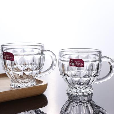 China Factory 7OZ Ripple Glass Cup Viable Wholesale Unbreakable Small Glass Mug Coffee Mugs For Wedding for sale