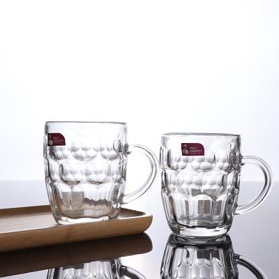 China Beer mug glass with handle 500ml factory good quality beer glass mugs suppliers beer mug unbreakable beer mug with handle for sale