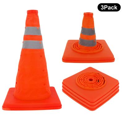 China Road Safety Orange Reflective Orange Traffic Fabric Oxford Folding Retractable Cone for sale