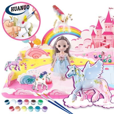 China Educational DIY Toys Amazon Hot Selling Children's Creative Pegasus Model Painting Toys Drawing DIY Puzzle Doll Set Toy for sale