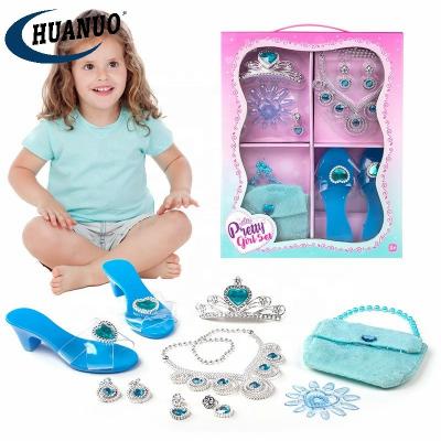 China Children Dress Up Jewelry Beauty Toy Sets Popular Fashion Pretend Girls Plastic Jewelry Toy Makeup Toy High Heels Princess Beauty Toy for sale