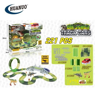 China 221PCS Slot Toy DIY Assemble Puzzle Car Toy Dinosaur Track Set With High Speed for sale