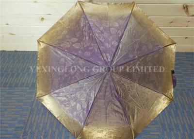 China Purple Waterproof Women Windproof Folding Umbrella Fiberglass Ribs for sale