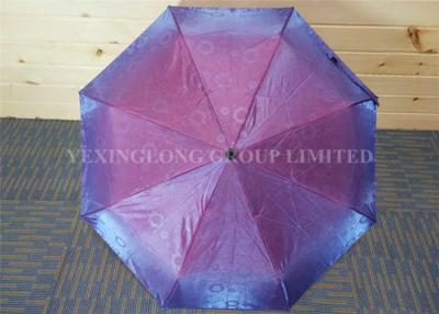 China Fashion Red Pongee Compact Folding Umbrella , Shinning Reflective Rain Umbrella for sale