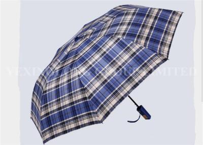 China Fabric Folding Uv Protection Umbrella , Ladies Telescopic Umbrellas Blue Checks Patterns for sale