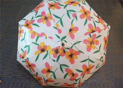 China Auto Open 3 Fold Umbrella Travel Use With Flower Patterns Layer And Handle for sale