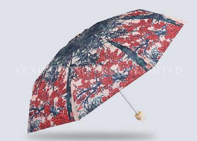 China Unbreakable 5 Fold Umbrella Micro Travel Umbrella Flowers Trees Painting for sale