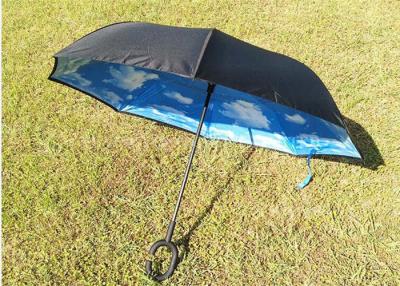 China Innovative Two Layer Reverse Folding Umbrella That Closes Inside Out Metal Tips for sale