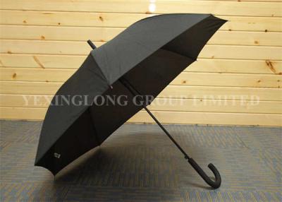 China Business Style Rubber J Handle Umbrella  , Plain Black Umbrella Latest Design for sale