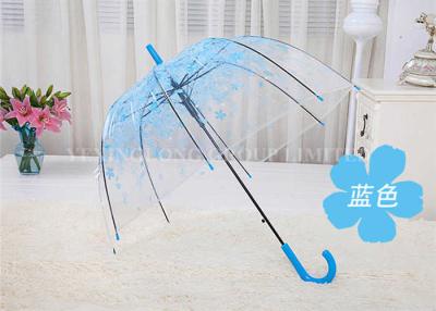 China 23 Inch POE Clear Plastic Dome Umbrella , Auto Open Bubble Umbrella Flowers Printing for sale