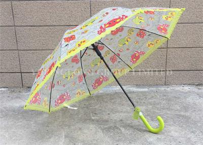 China Plastic Handle Transparent Rain Umbrellafor Children Colorful Cartoon Printed for sale