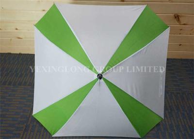 China Beautiful White And Green Square Golf Umbrella , Creative Golf Stick Umbrella for sale