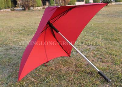 China Red Pongee Fabric Square Rain Umbrella Aluminum Shaft Rod With Shoulder Bags for sale