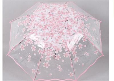 China Creative cherry blossom Transparent Rain Umbrella 3 fold female art fresh and lovely cherry for sale