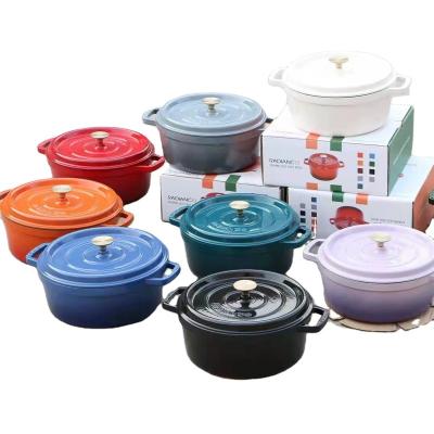 China Enamel Hot Selling High Quality China Enamel Cast Iron Pot With Handle Can Be Customized for sale