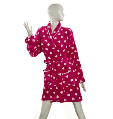 China Rotary Printed 100% Thermal Polyester Flannel Bathrobe For Women Bathrobe For Girl Bathrobe For Lady for sale