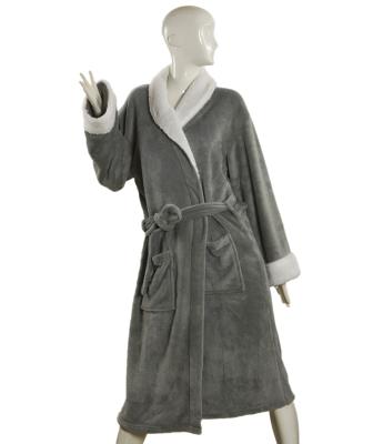 China 100% Breathable Polyester Coral Fleece Unisex Bathrobe Unisex Nightgown for sale