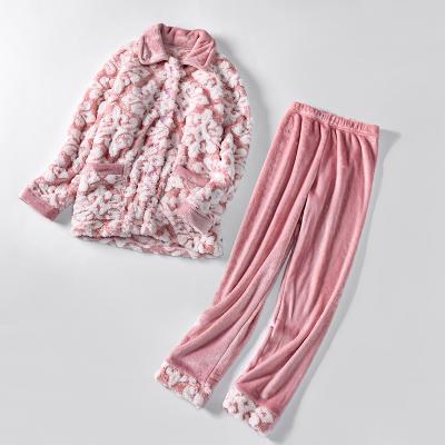 China Breathable 100% Polyester Jacquard Shu Velveteen Pink Color Sleepwear For Women Pajamas For Girl Sleepwear For Lady Cute Sleepwear for sale