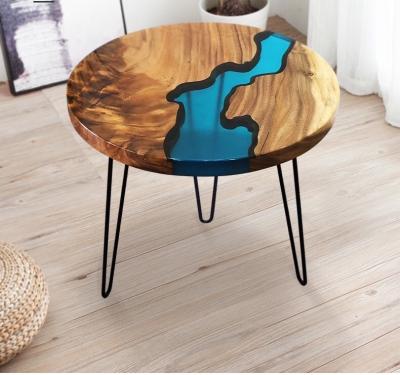 China Customized walnut antique slab furniture design epoxy resin river table top solid wood coffee table for sale