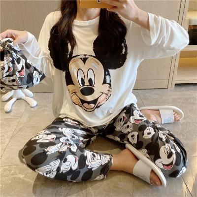 China MKMN Women's Student's Korean Casual Top Pajamas QUICK DRY Cartoon Loose Fashion Pajamas Long Sleeve for sale