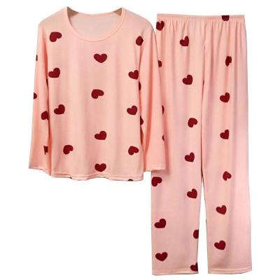 China MKMN QUICK DRY Customized Spring Long Sleeve Cartoon Print Pajamas Set Girls and Ladies Heart Shaped Cotton Pajamas for sale