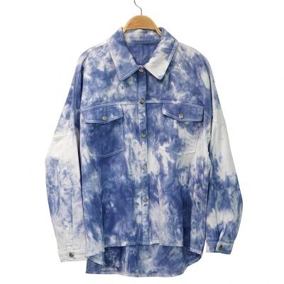 China MKMN Eco - Friendly Fashion Sky Blue Tie - Dye Coat , Womens Jacket for sale