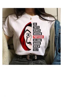 China Anti-Wrinkle MKMN The House Of La Casa De Papel Funny Tee Fashion Top Female T Shirt Paper T-shirt Restructuring Credit Burglary Women Clothes Tees for sale