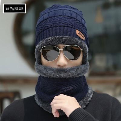 China MKMN COMMON free shipping2pcs Hat Set Unisex Winter Beanie Hat And Scarf Shear Stripe Warm Beanie Scarf for sale