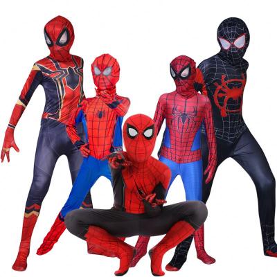 China Zentai MKMN Man Spiderman Suit Black Red Spandex 3D Fancy Dress Cosplay Jumpsuit Adult And Kids Cosplay Halloween Costume for sale