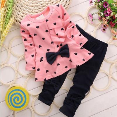 China Hip Hop MKMN Autumn Girls Clothes Sets T-shirt+ Pants Pure Cotton Long Sleeve Two Piece Sets With Lotus Leaf Polka Dot Kid Costume for sale