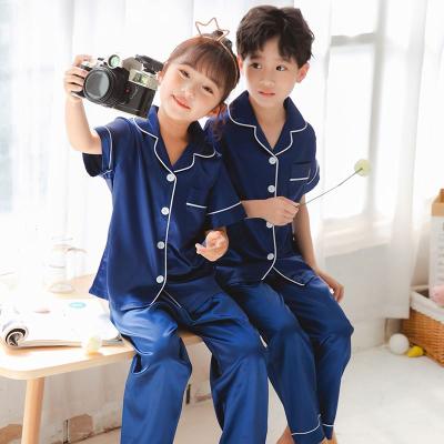 China Silk Pajamas Set Kids Pajamas Set MKMN Satin Pajamas Kids Long Sleeve QUICK DRY Short Pants Home Wear Kids Sleepwear for sale