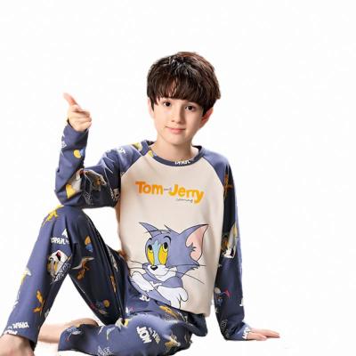 China 2021 MKMN New Arrival Oganic Cotton Children Thermal Pajamas Clothes Bamboo Print Cartoon Boy Sleepwear Pajamas Set For Kids for sale