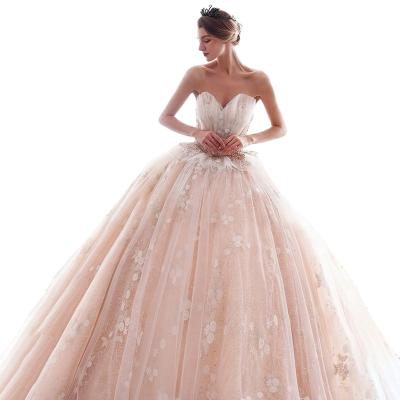 China MKMN high quality anti-static sweatheart lace bead women bride dresses long pink wedding dress for sale