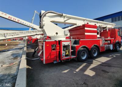 China carro de bombeiros aéreo 6×4 da plataforma 435hp que conduz com distância entre o eixo dianteira e traseira de 4500mm à venda