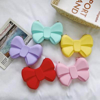 China High Quality Kids Small Bowknot Bag Small New Silicone Coin Purse Girls Shoulder Bag Kids Cross - Body Bag for sale