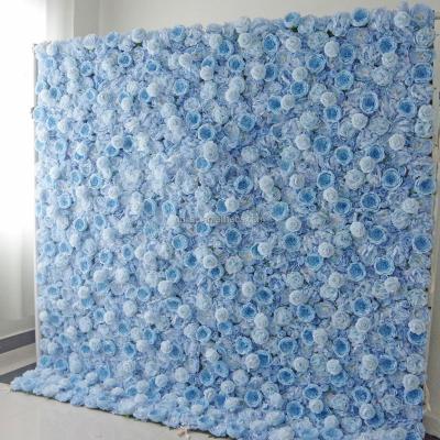 China Customized Cloth Stand Backdrop Flower Wall Indoor Outdoor Artificial Blue Decorations Birthday Flower Wall Hanging Decorations for sale