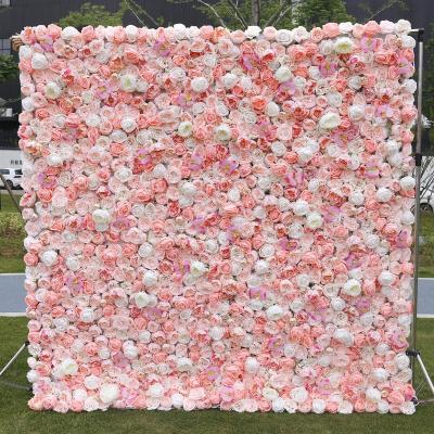 China Home Backdrop Wedding Decorative 3D/5D Artificial Flower Wall Flowers 8ft x 8ft Wedding Decoration Roll Up Flower Wall for sale