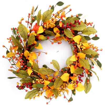 China Indoor Outdoor Thanksgiving Day Decorative Pumpkin Artificial Hanging Maple Leaves Sunflower Garland for sale