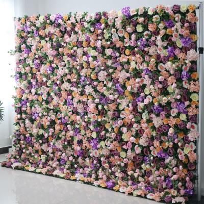 China Indoor Outdoor Decoration Fabric Panel Artificial Flower White Wall Wrapping Artificial Fabric Flower Panel 8*8ft for sale