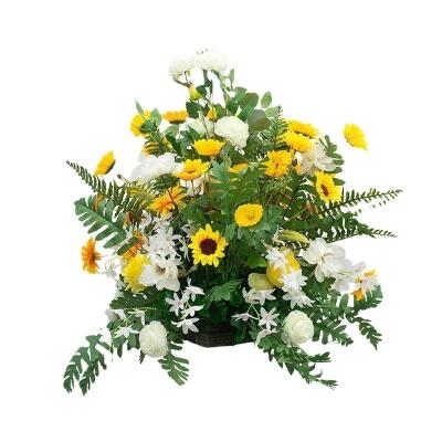 China Outdoor Indoor Decoration Artificial Flower Pedestal Stands Road Lead Sunflower Decor 3d Flowers Center Flower Arrangements Wedding for sale