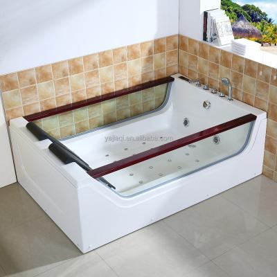 China New Materials ABS Materials Air Panel Viable Luxury Bubble LED Light Computer Controlled Rectangle Whirlpool Massage Bathtub for sale