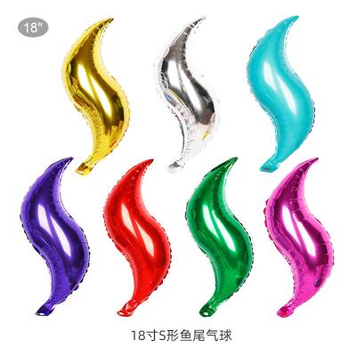 China Wholesale Mermaid Tail Decoration 18 Inch Aluminum Foil Balloon Birthday Party Wedding S Shaped Decoration for sale